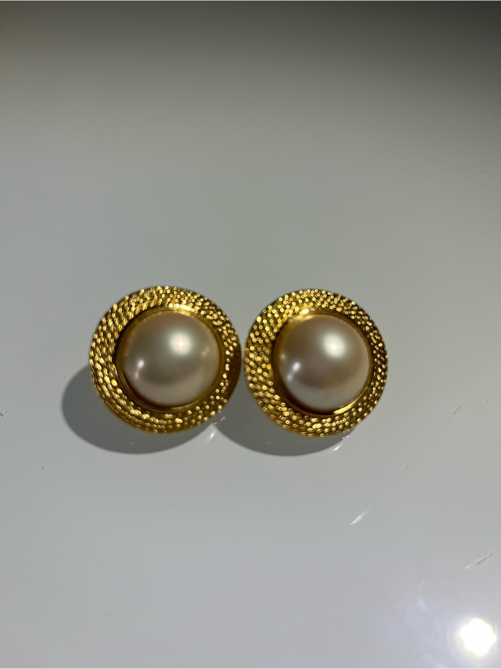 Gold-Tone Pearl Button Clip Earrings - Timeless Women's Jewelry